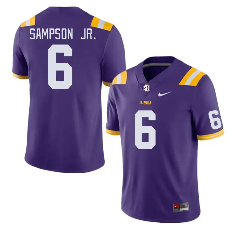 Men's LSU Tigers Shelton Sampson Jr. #6 Purple NCAA Football Jersey